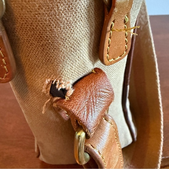 Mulholland Tan and Brown Laptop Bag with Canvas and Leather Design - Picture 4 of 7